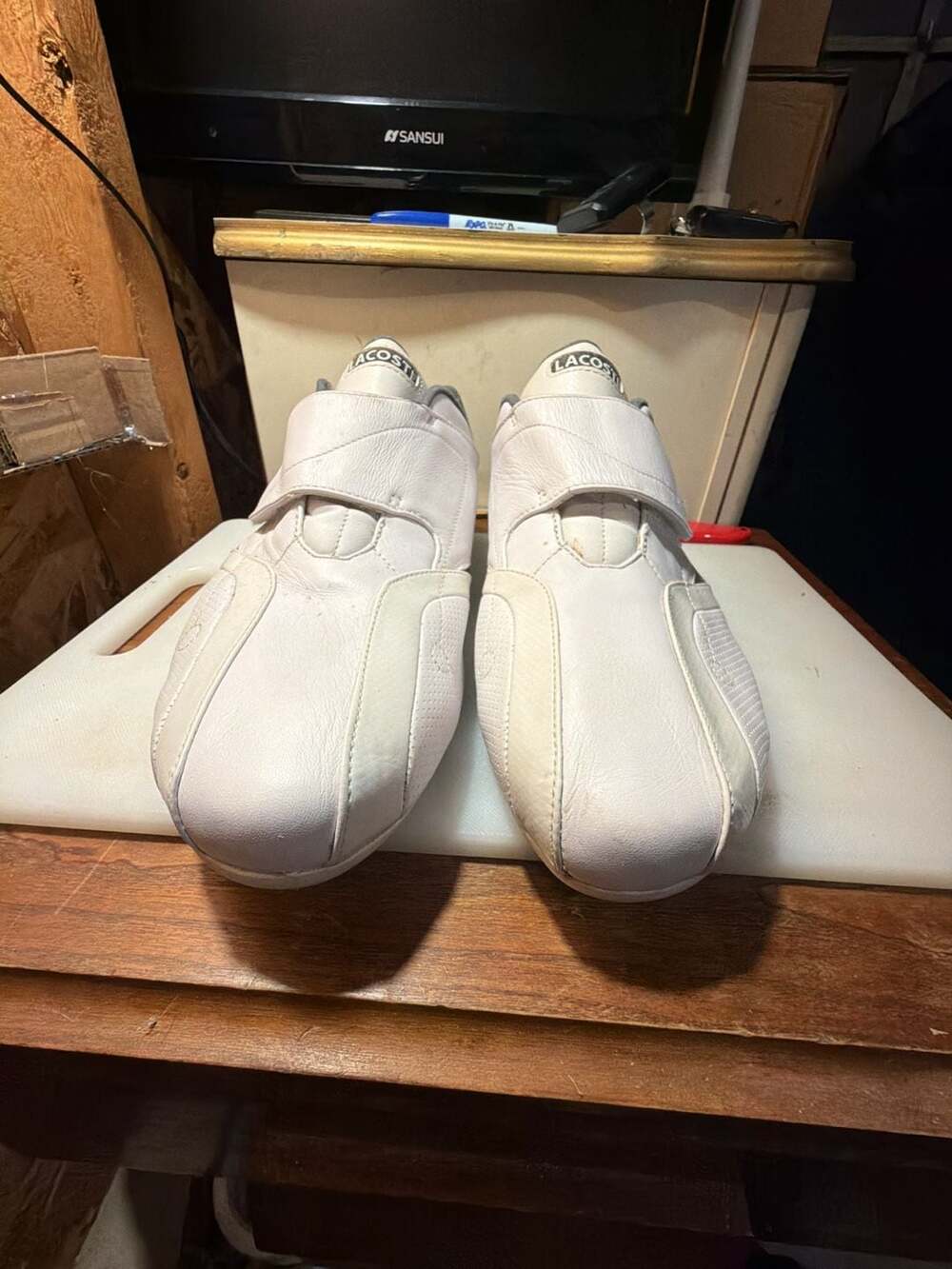 Lacoste White Leather Velcro Low Top Sneakers